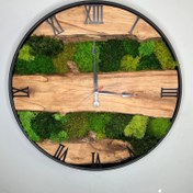 تصویر ساعت چوب و خزه 60 سانت 