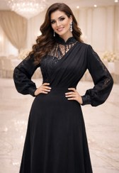 تصویر لباس مجلسی کمند سایز ۳۸ تا ۵۰ رنگ مشکی 