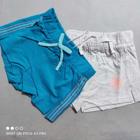 تصویر شلوارک دخترانه نخی دو عددی برند آلمانی ایمپی دیمپی - 6 تا 8 سال Girls cotton shorts, German brand Impy Dimpy