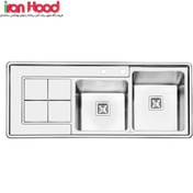 تصویر سینک ظرفشویی توکار پرنیان مدل PS1213 دو لگن استیل 