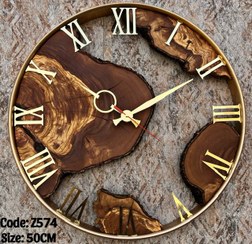 تصویر ساعت دیواری چوبی زیتون 50cm کد Z574 