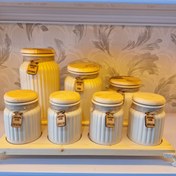 تصویر پاسماوری شیشه‌ای ۷ پارچه درب چوب راش کرم | سرویس زیبا و کاربردی آشپزخانه 