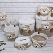 تصویر ساعت اتاق کودک مکرومه طرح خرس کلاه دار 