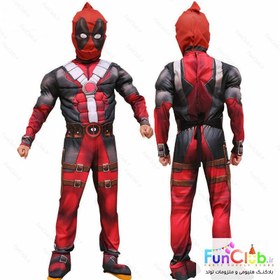 تصویر لباس کودک پسرانه ابر قهرمان ددپول (Deadpool) عضلانی (دارای سایز بندی) 