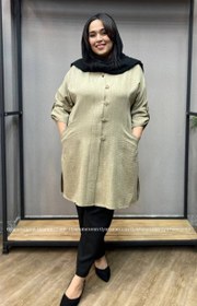 تصویر مانتو سایز بزرگ مدل 290 چهار دکمه 