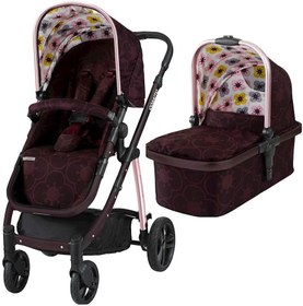 تصویر کالسکه و کریکات چهار چرخ طرح زرشکی گل دار کوزاتو Cosatto Wow Pram CT3393 