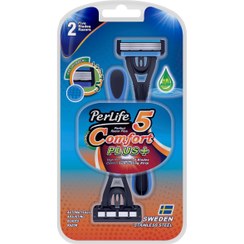 تصویر خود تراش پنج لبه پرلایف مدل Comfort5 بسته 2 عددی Perlife Comfort5 Five Blades Razor Pack Of 2