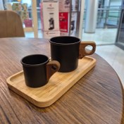 تصویر ماگ فلزی دسته چوبی 