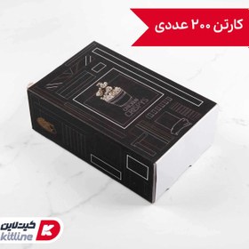 تصویر جعبه سوخاری یکبار مصرف کاغذی کشویی طرح دار مشکی ۱۲×۱۹ سانتیمتری (کارتن ۲۰۰ عددی) 