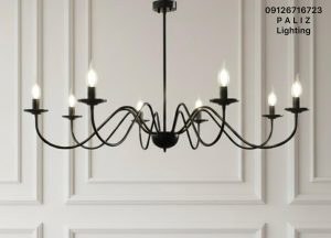 تصویر لوستر فلزی مشکی شاخه ای مدرن 