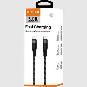 تصویر کابل شارژ رنجر تایپ سی به تایپ سی RENJER RJ-P90 1.2M 5A CHARGE CABLE Type-C TO C RJ-P90 PD 20W 5A 120CM