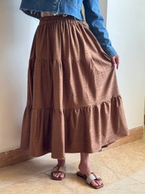 تصویر دامن بلند ژاکارد چی چی مد مدل موکا 