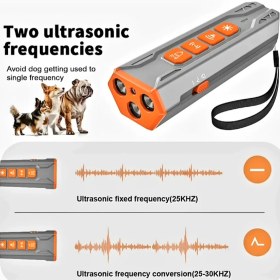 تصویر دستگاه دور کننده و دفع کننده سگ ضد پارس کنترل پارس و تربیت کننده سگ قویترین اولتراسونیک ۳ بانده با دو فرکانس - نسخه اصل 