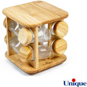 تصویر ادویه 8 تایی گردان ایستاده یونیک مدل UN-6109 Unique 8-piece spice rack, model UN-6109