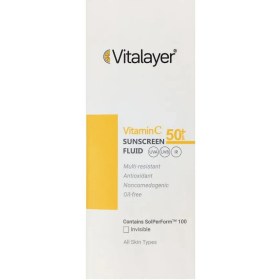 تصویر فلوئید ضد آفتاب ویتامین سی بدون رنگ حجم 50 میل ویتالیر Vitalayer Vitamin C Sunscreen Fluid Invisible 50 ml