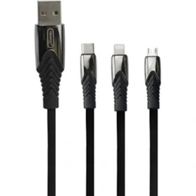 تصویر کابل تبدیل USB به microUSB/لایتنینگ/USB-C ترانیو مدل XS3 طول 1.2 متر Tranyoo XS3 3-in-1 MicroUSB + Lightning And Type-C Cable