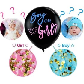 تصویر بادکنک تعیین جنسیت نوزاد 3pcs/Pack 36-Inch Gender Reveal Balloons, Black Round Latex Balloons For Gender Reveal Party Decorations, Random Mixed Colors