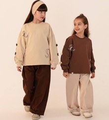 تصویر ست بلوز و شلوار پاپیون بافت از 7 سال تا 14 سال 