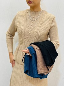 تصویر ست پیراهن و وست بافت کپ‌ زنانه 