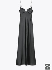 تصویر لباس بلند ساتن با یقه قلبی از برند زارا (زنانه) 