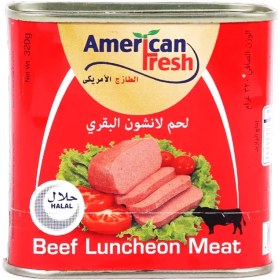 تصویر کنسرو گوشت گاو قوطی 320 گرم آمريکن فرش AMERICAN FRESH مدل BEEF LUNCHEON MEAT American Fresh Beef Luncheon Meat 320gr