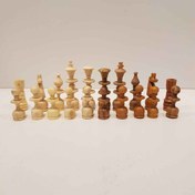 تصویر مهره شطرنج چوبی دستساز اعلا متوسط رنگ فندقی 