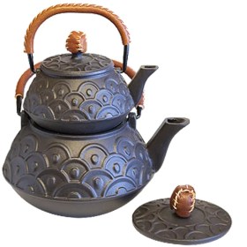 تصویر ست کتری قوری چدنی نالینو مدل فیورنزا Fiorenza Nalino Fiorenza Model Kettle and Teapot Set