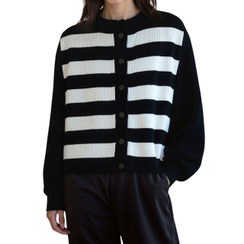 تصویر ژاکت بافت سیاه سفید (کاردیگن) 