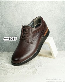 تصویر کفش چرم مردانه بندی آلپ رنگ قهوه ای - 4 shoes