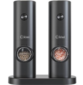 تصویر آسیاب ادویه دوتایی کیوی Battery Operated Lighted Salt Pepper Mill Automatic Spice Grinder Pack of 2