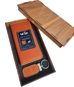 تصویر ست هدیه اقتصادی چرمی | کیف پول و جا کلیدی چرم بزی دست‌دوز(کد006) 