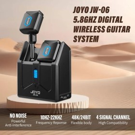تصویر وایرلس جویو Joyo jw06 5.8ghz JOYO Wireless Guitar System 5.8GHz Wireless Guitar Transmitter Receiver with Charging Box 4 Signal Channel for Guitar Bass Electric Instruments (JW-06)