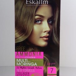 تصویر کیت رنگ مو اسکالیم بدون آمونیاک سری collagen keratin شماره 7 حجم 100 میلی لیتر بلوند متوسط Eskalim