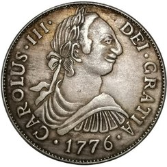 تصویر سکه 8 رئال گواتمالا 1776 میلادی دوران استعمار اسپانیا - چارلز سوم 