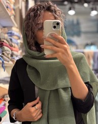 تصویر شال پلیسه فنری اکلیلی سبز صدری 