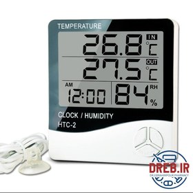 تصویر دماسنج، رطوبت سنج و ساعت رومیزی مدل HTC-2 تی اس آی _ HTC-2 TSI thermometer, hygrometer and desk clock 