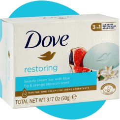 تصویر صابون داو مدل Restore وزن ۹۰ گرم با رایحه انجیر و شکوفه پرتقال 