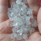 تصویر مهره سنگ کریستال کوارتز چیپسی سنگ کوارتز شفاف سنگ اصل درجه یک سوراخ دار تراش نخورده دفرمه 