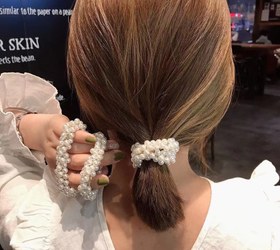 تصویر کش مو مرواریدی - سفید کش مو تمام مرواریدی