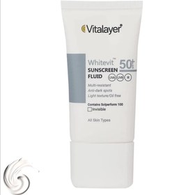 تصویر فلوئید ضد آفتاب و ضد لک بی رنگ وایت ویت ویتالیر WHITEVIT SUNSCREEN FLUID VITALAYER