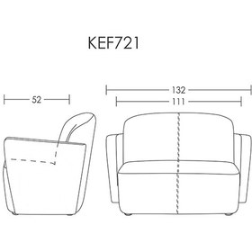 تصویر مبل دونفره دسته دار مدل KEF721 آرتمن 