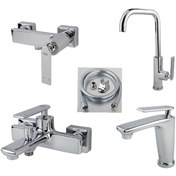 تصویر شیرآلات کسری مدل آمازون کروم مجموعه پنج عددی 