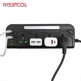 تصویر چندراهی و محافظ برق 3000 وات گرین لاین مدلGS-100 Power Socket Green Lion GS-100 Power Socket 3000W - Black