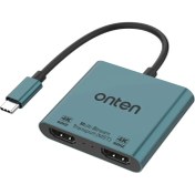 تصویر کابل تبدیل تایپ سی به ONTEN DUAL HDMI مدل ONT-9175B 