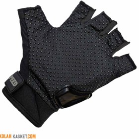 تصویر دستکش موتور سواری نیمه بدون انگشت مشکی مدل 80 Black half-fingerless motorcycle gloves, model 80