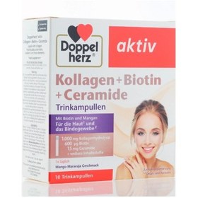 تصویر آمپول های نوشیدنی کلاژن + بیوتین + سرامید برند دوپل هرز آلمان DOPPELHERZ KOLLAGEN+BIOTIN+CERAMID