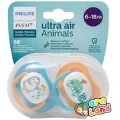 تصویر پستانک اولترا ایر اونت مدل SCF080/07 بسته ۲ عددی طرح لاک پشت و پنگوئن ۶-۱۸ ماه 