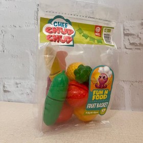 تصویر اسباب بازی ست برشی مدل سبد میوه مناسب دستورزی کودک +۱ سال 