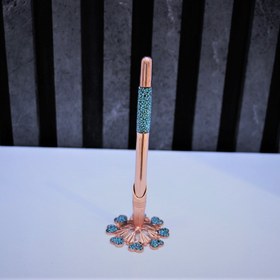 تصویر ست خودکار و جاخودکاری رو میزی مس و فیروزه PN-01 