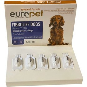 تصویر قطره ضد کک و کنه مخصوص سگ نژاد کوچک یوروپت (یک عددی و پنج عددی) ا Europet Fibrolife Dogs Europet Fibrolife Dogs